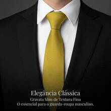 Men's Tie In A Solid Color, Matte Finish, Fine Texture, Ideal For Formal Suits, Weddings, Grooms, A Professional And Sophisticated Look. - 金色 - 查看 1
