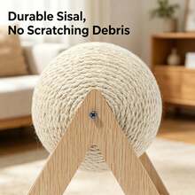Bóng cào móng bằng sợi sisal, tấm cào móng bền chắc, thiết kế ổn định, bảo vệ đồ nội thất, đồ chơi tương tác cho mèo con và mèo trưởng thành. - Màu be - Xem 4