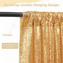 Shiny Sequin Party Backdrop Curtain, Birthday Party Decorations, Birthday Banner, Birthday Backdrop, Birthday Party Supplies, Reusable For Home Decor, Wedding, Baby Shower Decoration, Suitable For Gold & Black Stand: Everyday Use And Party Occasions, Timeless Sparkling Backdrop Cloth - Gold - View 3