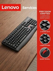 Lenovo Silent Wireless Keyboard And Mouse Set 2.4G Full Size Office Keyboard With Ergonomic Quiet Mouse USB Plug Play Combo For Laptop Computer Desktop PC Home Office Gaming Study - View 7