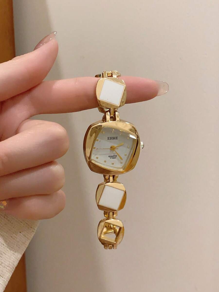1pc New Fashion Women's Watch, Elegant Triangular Dial, Business Quartz Watch, Suitable For Daily Life, Parties And Banquets - Gold - View 1