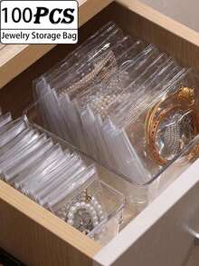 100/50/30/10/5pcs Anti-Oxidation Jewelry Storage Bags, Reusable Sealable Transparent PVC Zipper Jewelry Bags, Dust-Proof Sealing Bags, Ring And Earring Storage Bags, Holiday Gift. - Multicolor - View 3