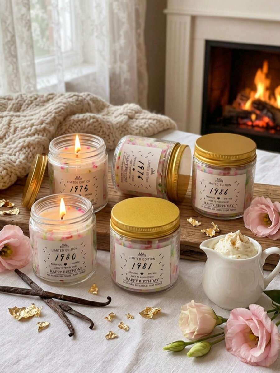 Candy Jar Candle, Personalized Birth Year Candy Scented Candle, 1985-2005 All Years Covered Vintage Jar Candle, Sweet Fragrant Decor, Retro Nostalgic Home Decor, Soothing Aroma, Atmosphere-Enhancing Item, Suitable For Men, Women, Couples Birthday, Holiday Gifts And Commemorative Occasion Decor, Also Suitable For Car, Home, Office, Travel, Gym And Event Occasions. Perfect Gift For Friends And Family - Multiple Styles - View 1