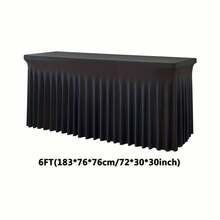 [Table Skirt Black/White] Superlele 1pc/2pcs Black/White Table Skirt Table Skirts For Rectangle Tables 6ft, Tulle Table Skirt, Spandex Table Covers For Valentines Decorations, Table Covers For 6 Foot Tables, For Folding Table - Multicolor - View 14