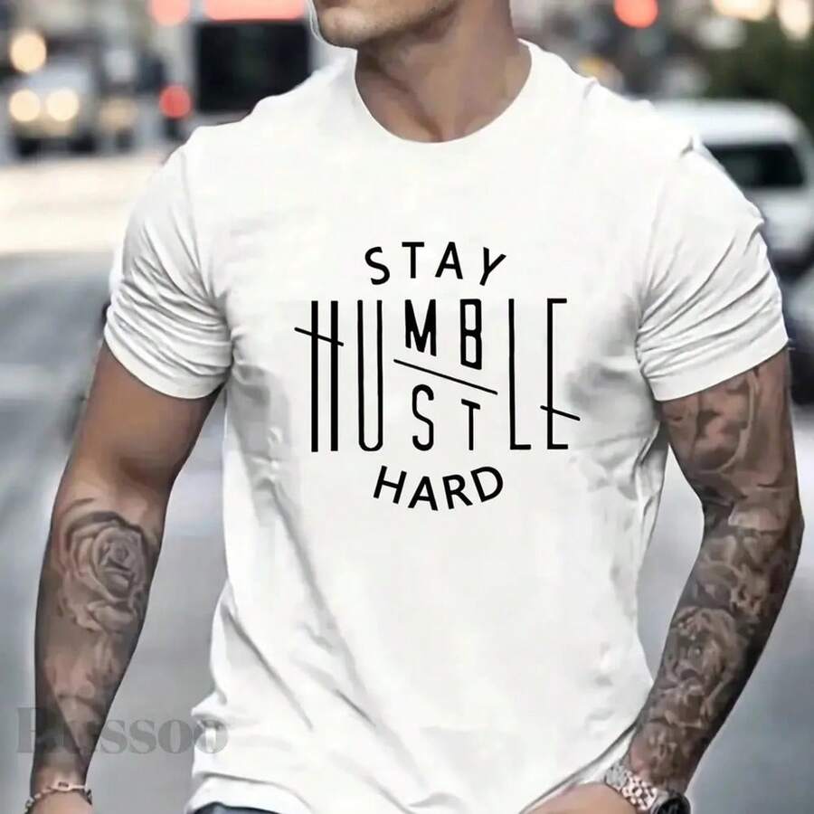 Men's T-Shirt With Letter Print - White - View 1