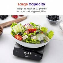 Digital Food Kitchen Scale, Grams And Oz Weight Loss, Baking And Cooking, 0.05oz/1g Precise Graduation, 5 Weight Units, IPX6 Waterproof, USB Rechargeable, 304 Stainless Steel-Silver, 22lb - 不銹鋼-銀色 - 查看 6