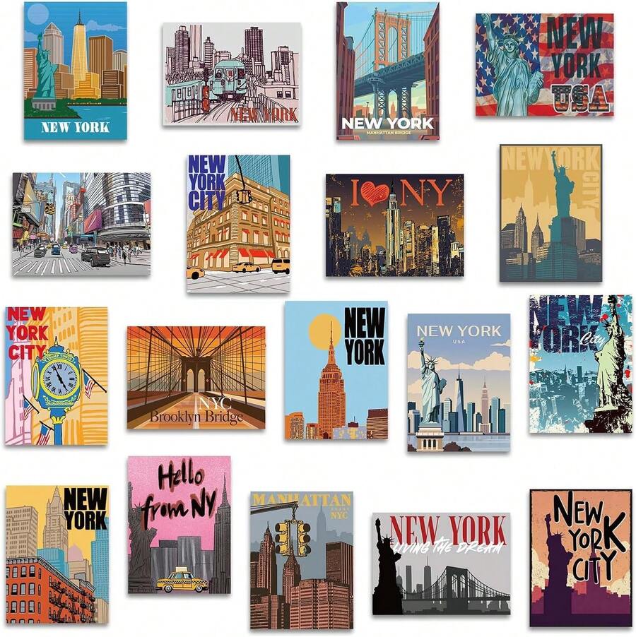 Xuhal 18 Pcs New York Magnets For Refrigerator NYC Fridge Magnet Magnetic USA Souvenirs Gifts Bulk Refrigerator Sticker Home Decoration Accessories - ColorA - View 1