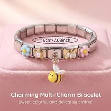 1pc Cute Bear & Bee Pendant Modular Women Bracelet, Suitable For Daily Wear - Multicolor - View 5