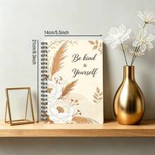 1pc A5 Notebook, Watercolor Reeds & Floral Soft Cover With Inspirational Quotes, Spiral Bound Journal, Suitable For Back To School, Daily Notes, And Reflections - A5 - View 4