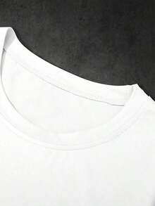 Manfinity Love Manifesto Letter Print Summer Short Sleeve T-Shirt For Men, 100% Pure Cotton, 200 Gram Weight, Outdoor Sweatshirt For Men, Black, Shoulder, Oversized, Loose Fit, Lightweight And Breathable, Beach, Holiday, Relaxed, Leisure, Couple Clothing For Men And Women - 白色 - 查看 5