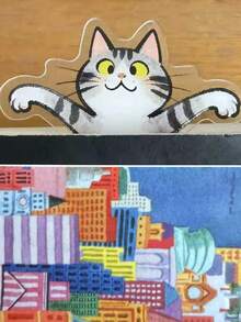 1 buah Pembatas Buku Akrilik Transparan Berbentuk Kucing dengan Motif Anak Kucing, Cocok untuk Pecinta Buku, Hadiah Bertema Kucing untuk Pembaca, Dapat Digunakan untuk Buku, Buku Harian, dan Perencana - A - View 6