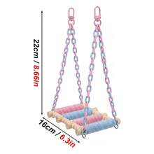 1 pieza Juguete de columpio de cuerda de algodón colorido para loros, accesorio multifuncional para jaula con percha y juguete interactivo, accesorio decorativo para jaula de pájaros para aliviar el aburrimiento de las aves, masticar y moler los dientes, adecuado para periquitos, loros pequeños y loros - Ver 6