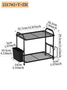 Estante de especias de doble capa resistente con soporte para tabla de cortar, estante para cuchillos y utensilios, organizador de almacenamiento de cocina, diseñado para un fácil acceso y una cocina ordenada, colocación de especias categorizada - Accesorio de cocina esencial - Estante de almacenamiento - Ver 12