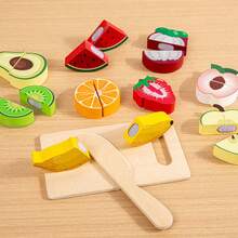 1 Set Wooden Pretend Play Cutting Fruit & Vegetable Toy, Educational Cooking Playset, Gift For Kids - Multicolor - View 6