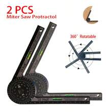2Pcs 360° Miter Saw Protractor 7 Inch Rotating Angle Finder Angle Measuring Tool Precision Laser-Inside & Outside Miter Angle Finder For Woodworking DIY Construction Plumbers Home Improvement And All Building Trades - Black - View 9