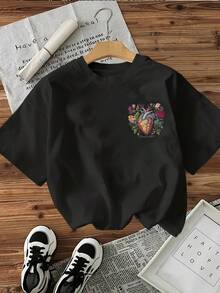 Women's T-Shirt For Spring And Summer - 黑色 - 查看 3