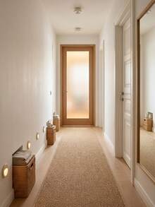 1pc Jute Woven Artistic Long Rug, Personalized Aesthetic Decor Carpet, Hallway Entryway Long Rug, Ins Style Space Ambiance Mat, Modern Minimalist Wooden Accent, Small Rug, Doormat, Home Decor, Area Small Rug, Corridor Long Mat, Bedside Rug, Bedroom Carpet, Washable Rug - Multicolor - View 5