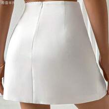 Yunuo Menswear  Falda de envoltura con dobladillo de tulipán para mujer, elegante y perfecta para el commuting - Blanco - View 3