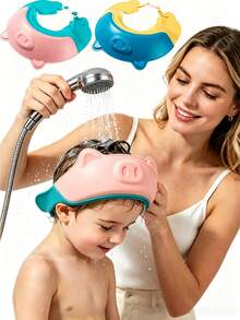 1 chiếc mũ tắm chống thấm nước hình hoạt hình, mũ tắm gội cho bé, mũ tắm di động, mũ chống nắng, thiết kế hình heo dễ thương - Bảo vệ tai chất lượng cao, nhiều màu sắc (xanh dương, hồng) - Mũ tắm thiết yếu cho phòng tắm, phụ kiện phòng tắm, thiết kế vui nhộn, vừa vặn thoải mái - Nhiều màu - Xem 1