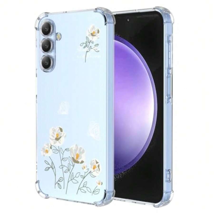 Case For, Transparent Case With Aesthetic Butterfly And Flower Designs, Anti-Yellow Soft Silicone Slim Anti-Shock Anti-Scratch TPU Bumper Case - 三星 Galaxy S23 FE - 查看 1