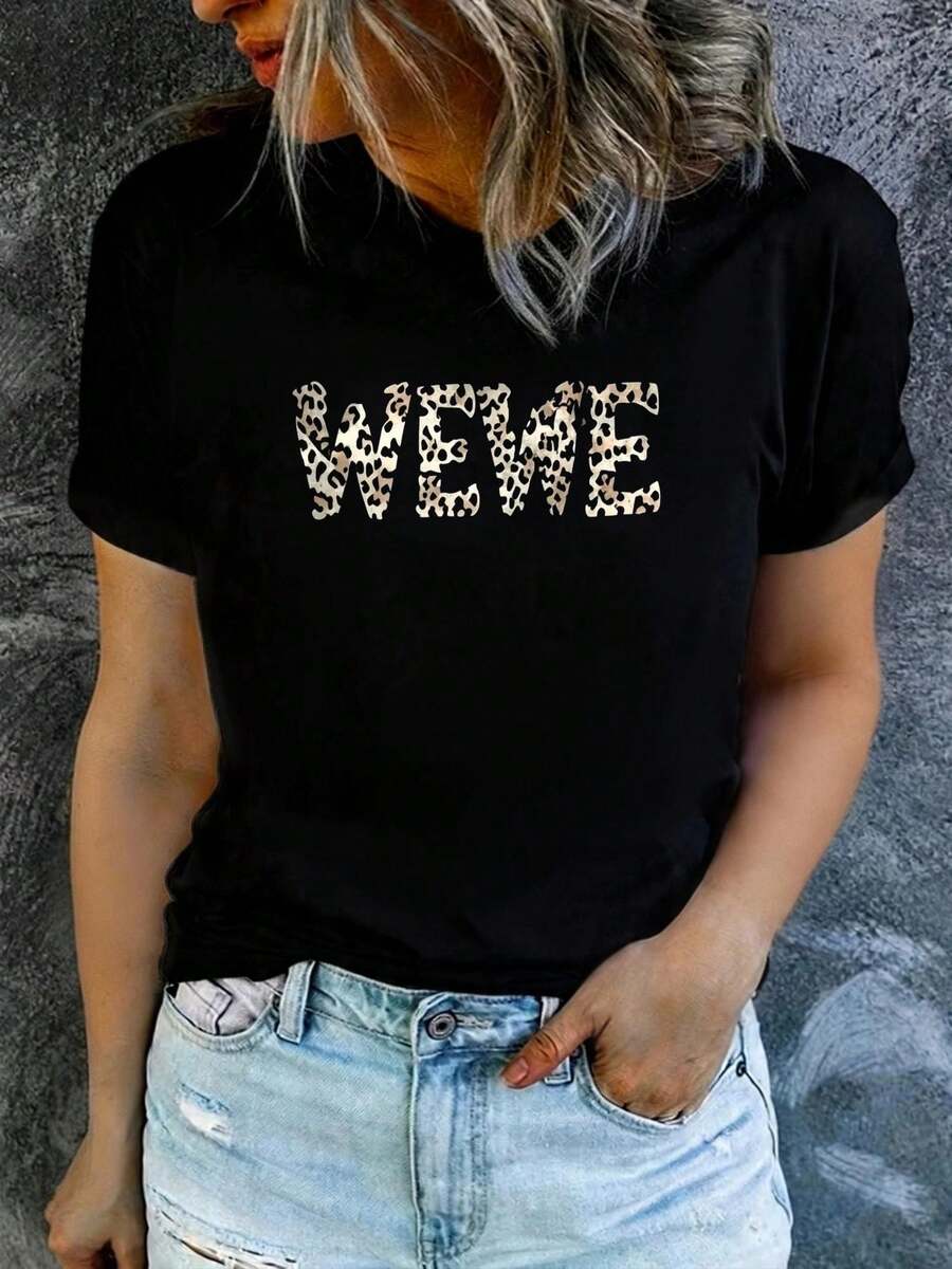 Women's Summer T-Shirt, Short-Sleeved And Printed, Modern And Casual, Machine Washable, Comfortable Fit. - Black_01 - View 1