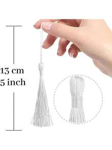 20/50/100pcs White Mini Tassels 13cm/5in Long With Loop, Suitable For Bookmarks, Jewelry Making, DIY Projects - 13cm White - View 3