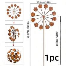 1/2个锈迹斑斑的金属球形花卉花园插牌，3D立体造型，坚固耐用，适合户外花园装饰，可用于草坪、花盆、花园、露台装饰，亦可作为圣诞节、感恩节礼物（需手动弯曲）。 - 繡球花 - 查看 15
