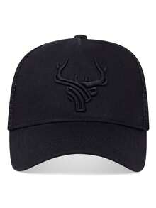 1 Men's Mesh Baseball Cap With Antler Embroidery – Adjustable, Sun-Protective Casual Hat For Summer Travel, Beach Parties, And Daily Wear - Black - View 4
