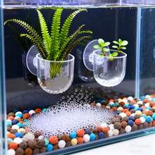 10入水族館裝飾植物 S/L 杯型壓克力水生植物杯 吸盤式植栽圓筒杯 水族裝飾工具 園藝用品 - A - 查看 2