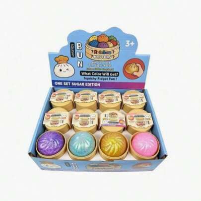 1个闪亮彩色饺子造型减压软萌玩具（颜色随机）