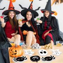D120pcs Halloween Napkins Ghost Skull Party Plies Disposable Pumpkin Spider Paper Napkins Table Decorations For Luncheon Dinner Beverage Halloween Birthday PartyN - 主要為黑白照片 - 查看 6