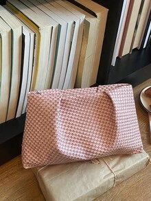 極簡休閒新韓風女款信封手拿包 - 粉色 - 查看 9