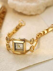 Elegant And Exquisite Women's Quartz Watch, Featuring An Asymmetrical Gold Design - Gold - View 2