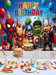Marvel 漫威主題生日背景布，有6種不同款式可供選擇。它具有經典印花，如復仇者聯盟團體圖像和蜘蛛人。高解析度噴繪色彩鮮豔，材質光滑耐用，讓您輕鬆營造沉浸式的超級英雄派對氛圍。 - 多款 - 查看 2