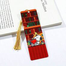SNOOPY 1pc Cartoon Bookmark, Cute Reading Bookmark, Puppy Acrylic Tassel Hanging Bookmark [Random Style] - Multicolor - View 4