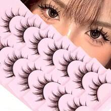 7 Pairs Cartoon Style False Eyelashes - Natural Look, 3D Thick, Lightweight & Fluffy, Pointed Curly, Suitable For Anime & Cosplay - 7 Pairs - Individual Cluster - Korean & Japanese Style False Eyelashes - Criss Cross lashes - View 8