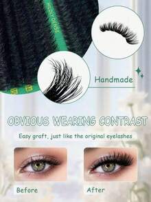 1pc Cat Eye False Eyelashes, Natural Long Transparent, Lengthens Eyelash Tips, Elongates Eye Shape, Naturally Extends Eye Corners, Transparent Eyelash Stem, Faux Mink False Eyelashes, Transparent Cat Eye False Eyelashes, Short And Soft New 3D Mink False Eyelashes, Creates Natural Makeup Effect, Eyelashes, False Eyelashes, Makeup Use. - Multicolor - View 3