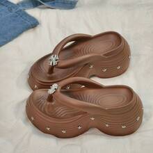 Sandalias de plataforma de 8 cm de separador de dedos para mujer, zapatos de playa multicolor de EVA para playa y uso diario - Azul - Ver 2