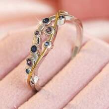Minimalist Commuting Style Colorful Luxury Synthetic Zirconia Ring, Women's Business Office Accessory, Low-Key Durable Versatile Design - Multicolor - View 3
