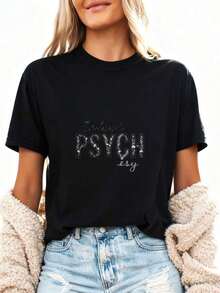 School Psychologist T-Shirt, Floral School Psychologist T-Shirt, School Psychologist Gift, Psychology Graduate Gift, School Psychologist Gift, Back To School Gift Mug, 100% Cotton - 黑色2 - 查看 3