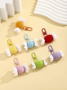 DIY Handmade Creative Solid Color Yarn Candy Handwoven Keychain, Handcrafted Crochet Colorful Candy Keyring, Creative Gift For Lover, Friend, Girlfriend, Holiday, Festival, Mobile Phone, Car Accessories, Small Gift - Multicolor - View 2