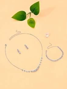 Bộ trang sức pha lê hình chữ V, phụ kiện cô dâu tối giản, bộ dây chuyền dự tiệc cho nữ, mùa hè. - Bộ trang sức - Xem 6