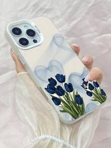 LY1244 Flor de corazones de tulipán azul Caja del teléfono,Funda para iPhone 11 12 13 14 15 16 17 Pro Max 7 8 14 15 16 Plus Air 16e XR X XS Max para Galaxy S25 S26 Ultra A03 Core A03S A02S M02S F02S A04E M04 F04 A04 A05S A05 A06 A12 M12 F12 A13 A04S A15 A16 A24 M34 A34 A25 A32 A35 A55 A54 A50 Pura 70 Pro Ultra para Honor 90 GT Magic6 Magic7 Pro X5 Plus X5B X6B X6C X7A X7B X7C X8A X9A X8B para Redmi Note 13 14 10 11 12 Pro Plus 14C 14R 12C 9 9A Mi 15 14 13 12 Ultra 15S Pro para Pixel 6A 7A 7 8 Pro para MotoG34 G54 G84 G86 G05 G10 G24 G13 G14 G15 G22 G35 G56 para Vivo Y17 Y35 Plus Y36 Y37 para OPPO A5 Pro 5G A58 A35 2021 A72 A96 A97 A32 A55 A57 A16 Reno10 Reno11 Reno12 Reno13 Reno14 Reno7 Pro Plus Find X8 Ultra X8s Plus, cubierta de teléfono de parachoques a prueba de golpes de TPU suave mate IMD duro delgado de moda + PC - Plateado - Ver 1