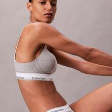 Calvin Klein Icon Cotton Modal Plunge Bra QF8502 Underwear  Women  Bras + Bralettes Underwear Sleepwear - Grey Heather - 查看 3