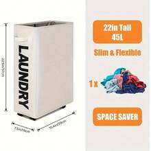 窄空間適用條縫滾輪洗衣籃，抽繩網罩防塵衣物收納桶，附把手移動式洗衣推車，適合小公寓、浴室與大學宿舍返校整理 - C款升級版(附萬向輪) - 查看 8