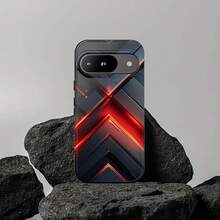 Carcasă de telefon Apple 17, 16, 15, 14, 13 Pro, Max, Plus; 23, 24, 25, 26, cu design geometric futuristic roșu neon: design abstract tehnologic întunecat pentru , și Pixel - FL 2-în-1 Mat Gros - Vizualizare 8
