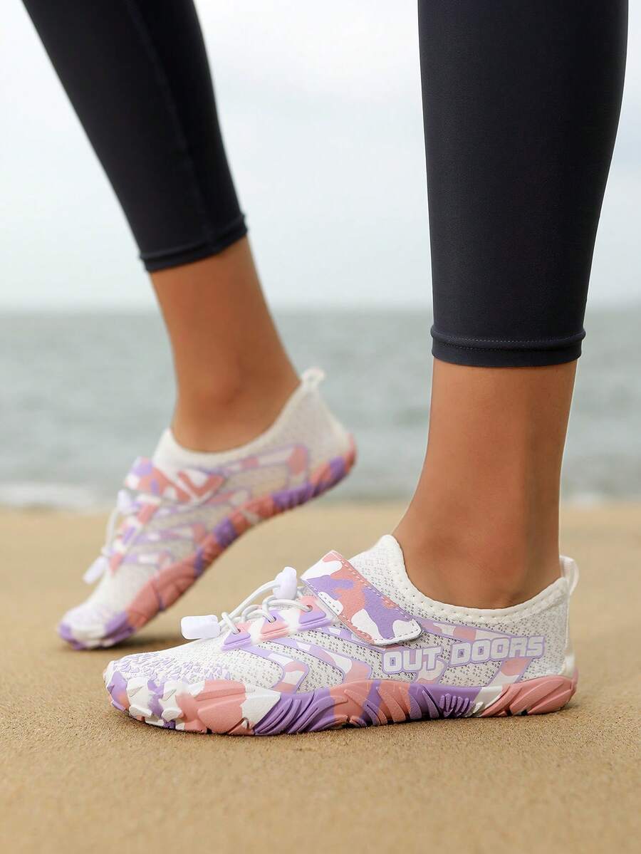 1双女士夏季新款沙滩涉水鞋水上运动速干赤脚水鞋，适合海滩度假、露营、派对、游泳、冲浪、漂流、健身、瑜伽、健身房锻炼