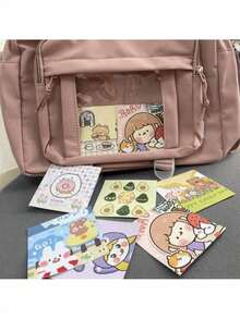 Japanische High School Mädchen JK transparente Tragetasche Rucksack Umhängetasche Schultertasche Ita Tasche große Umhängetasche Damen Ita Tasche - Altrosa - Übersicht 10