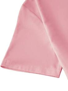 Plus Size, Gradient Color Bars, Women's Plus Size Printed Round Neck Short Sleeve Casual Blouse - Rose - View 3