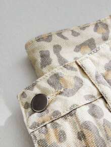 Jeans anchos y sueltos de mujer con bolsillos y estampado de leopardo, versátiles y casuales - Multicolor - Ver 8